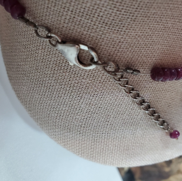 REAL RUBY RONDELLE STERLING SILVER NECKLACE - Picture 5 of 5